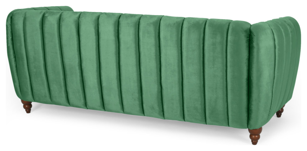 Worden Modern Glam Velvet Channel Stitch 3 Seater Sofa   Traditional   Sofas   by GDFStudio  Houzz