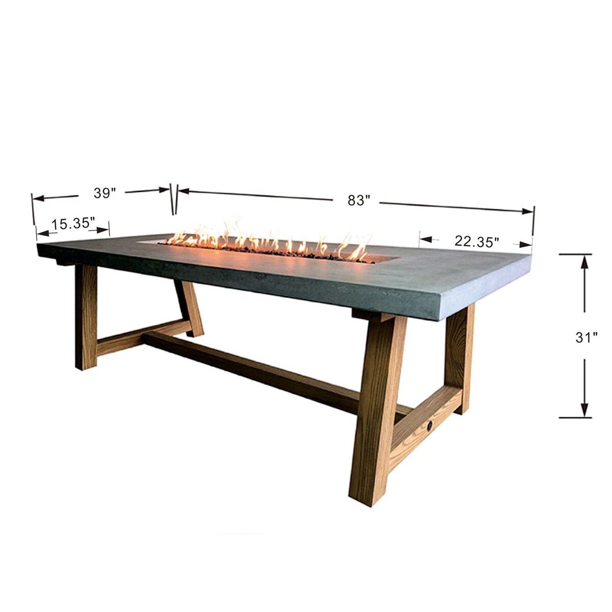 Lakeview Modernview 83-Inch Rectangle Propane Fire Pit Table