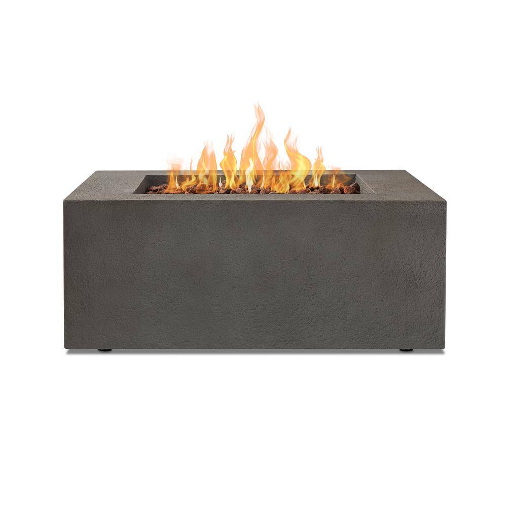 Real Flame Baltic 37 in. W x 16 in. H Square MGO Liquid Propane Fire Table in Gray with Burner Lid and Protective Cover 9720LP-GLG