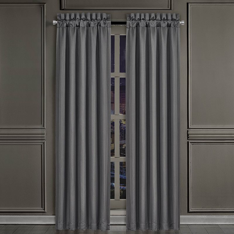 Five Queens Court Darwin Charcoal 84 Set of 2 Window Curtain Panels