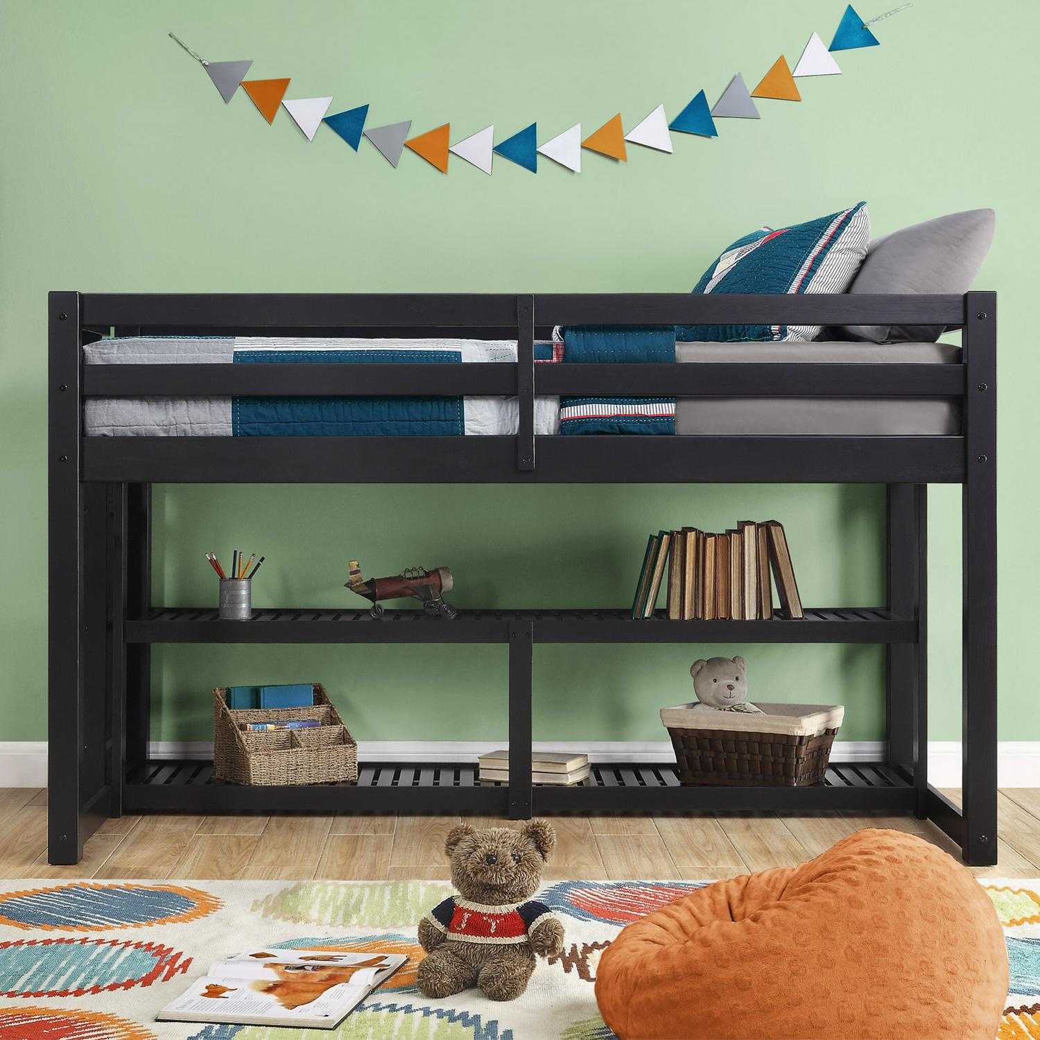 Better Homes and Gardens Greer Twin Loft Storage Bed Black  Crowdfused