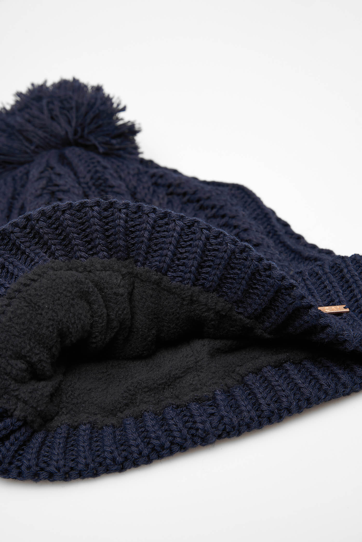 Chunky Knit Bobble Hat - Deep Navy