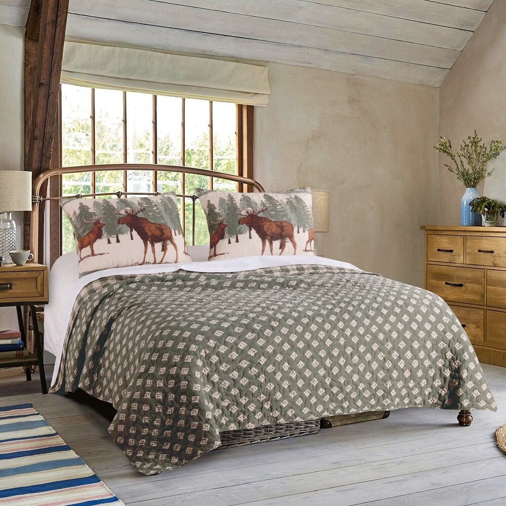 Greenland Home Fashions Moose Creek Rustic Plaid Quilt Set