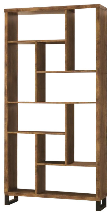 Pemberly Row Modern Bookcase in Antique Nutmeg and Black   Rustic   Bookcases   by Global Discount Store LLC  Houzz