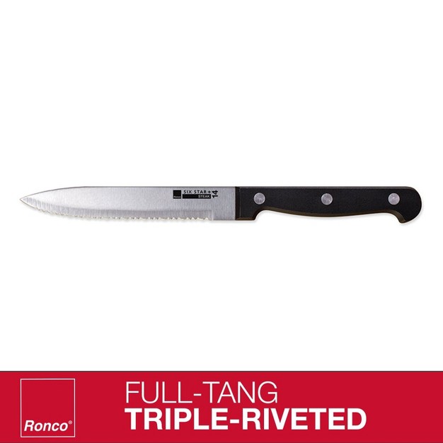 Ronco 4 Piece Steak Knife Set Stainless steel Serrated Blades Full tang Triple riveted Knives