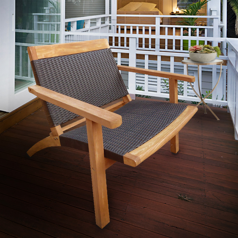 Teak Wood Paris Outdoor Patio Lounge and Dining Chair  Black   Tropical   Outdoor Lounge Chairs   by Chic Teak  Houzz