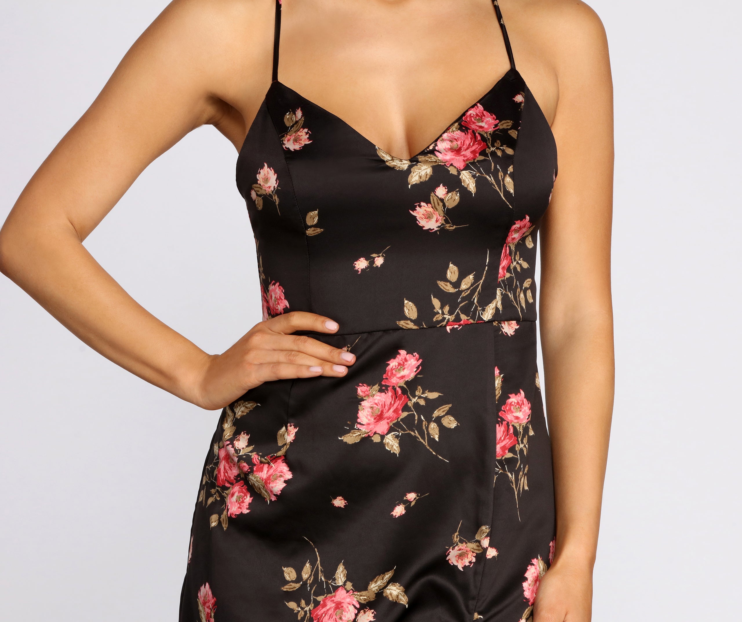 Floral Dreaming Satin Midi Dress