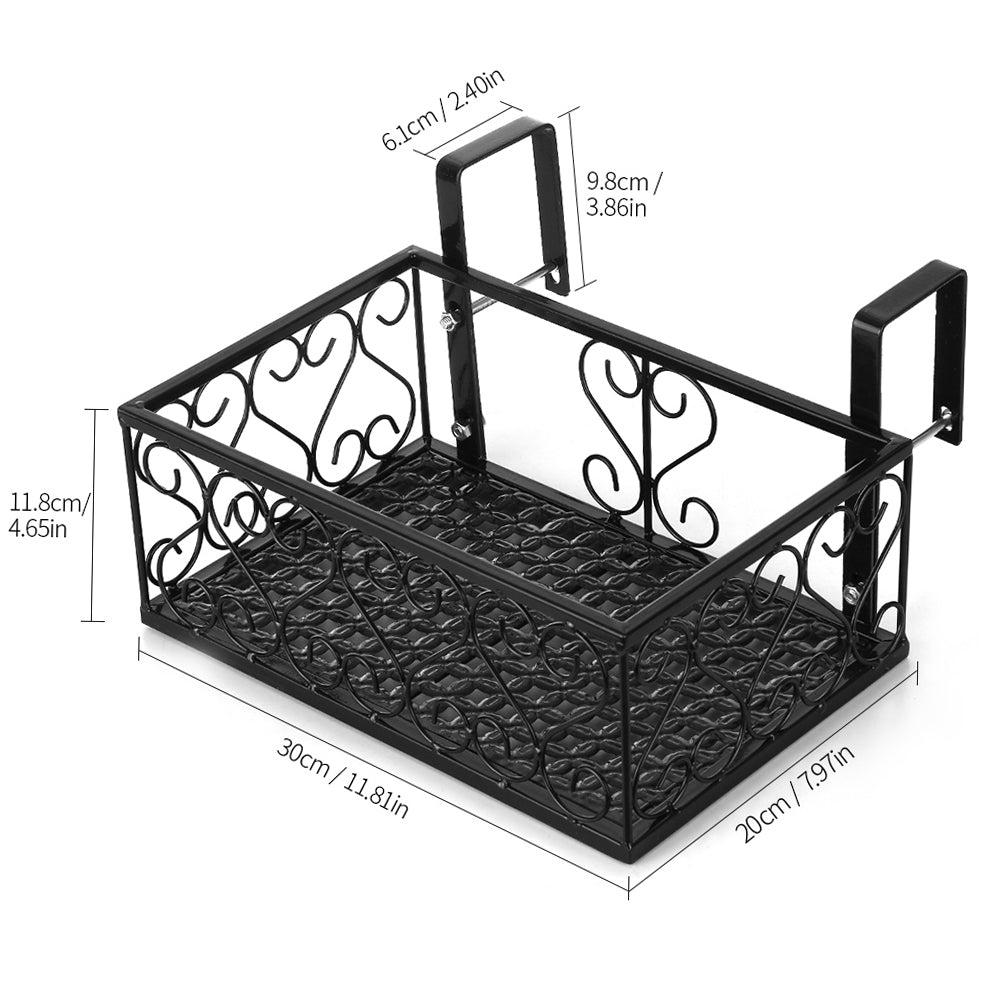 Andoer Flower Pot Stand Rack Deck Rail Flowerpot Railing Shelf Balcony Rail Planter Shelf Fence Railing Flower Pots Holder