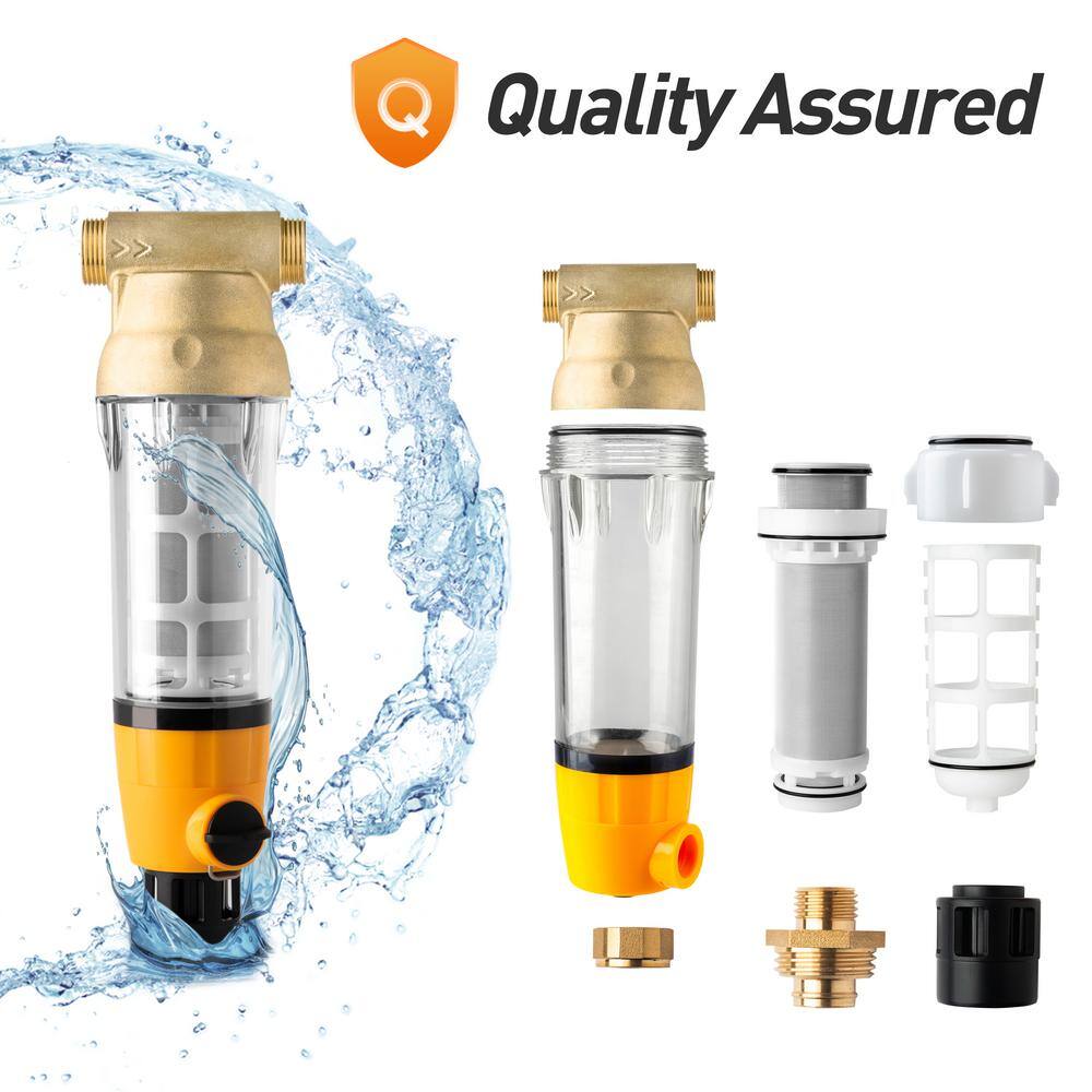 ISPRING WSP50B Large Whole House Spin-down Sediment Water Filtration System w Scraper and Brass Top Clear Housing 50 Micron WSP50B