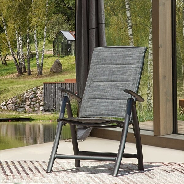 2-Piece Folding Patio Reclining Chair Aluminium Adjustable Backrest - Overstock - 37952565