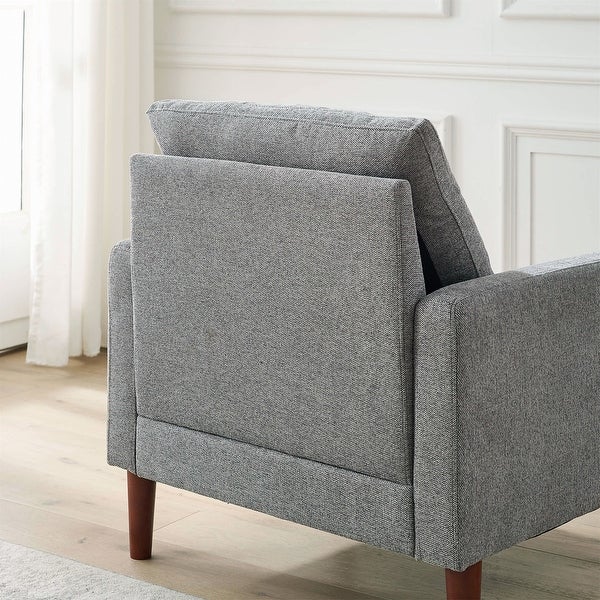 Modern Fabric Tufted Living Room Chair Armchair with Solid Wood Legs - 32