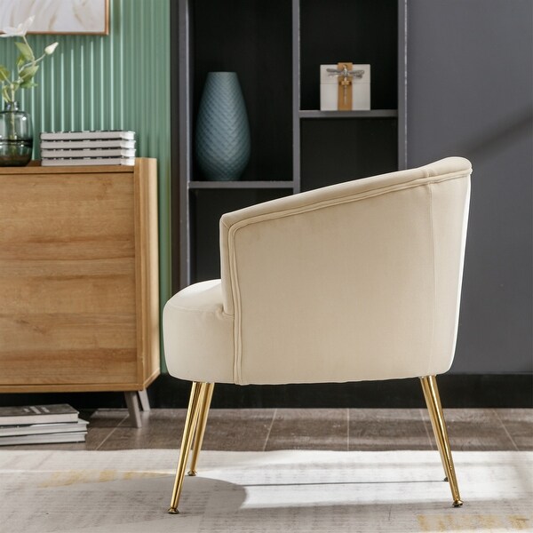 Fabric Armchair Accent Tub Barrel Chair with Gold Metal Legs