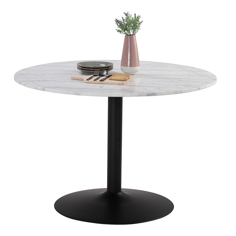 MARMOR Marble Dining Table 110cm - White & Black