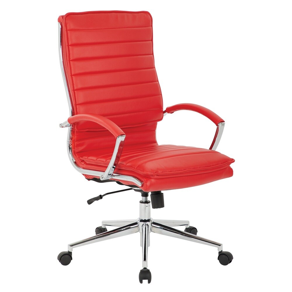 High Back Professional Managers Faux Leather Chair with Chrome Base and Removable Sleeves