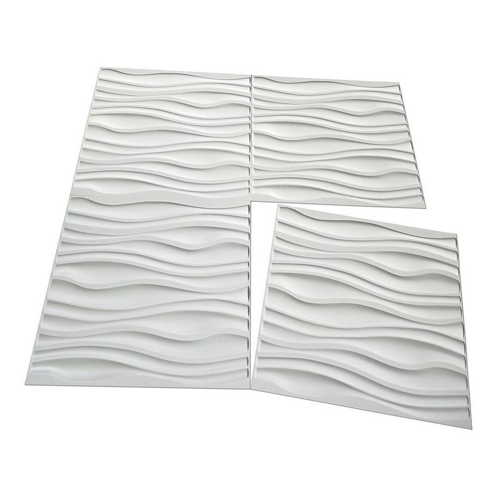 Art3d 19.7 in. x 19.7 in. Decorative PVC 3D Wall Panels Wavy Wall Design (12-Pack) A10037