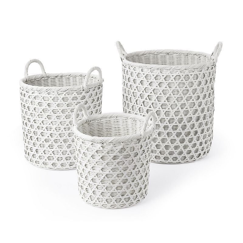 Saddle River Rattan and Bamboo Diamond-Weave Basket 3-piece Set