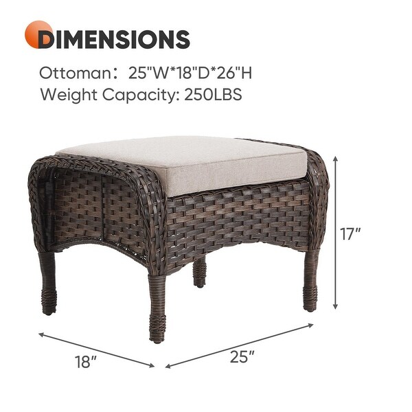 Outdoor Footstool PE Wicker Ottomans