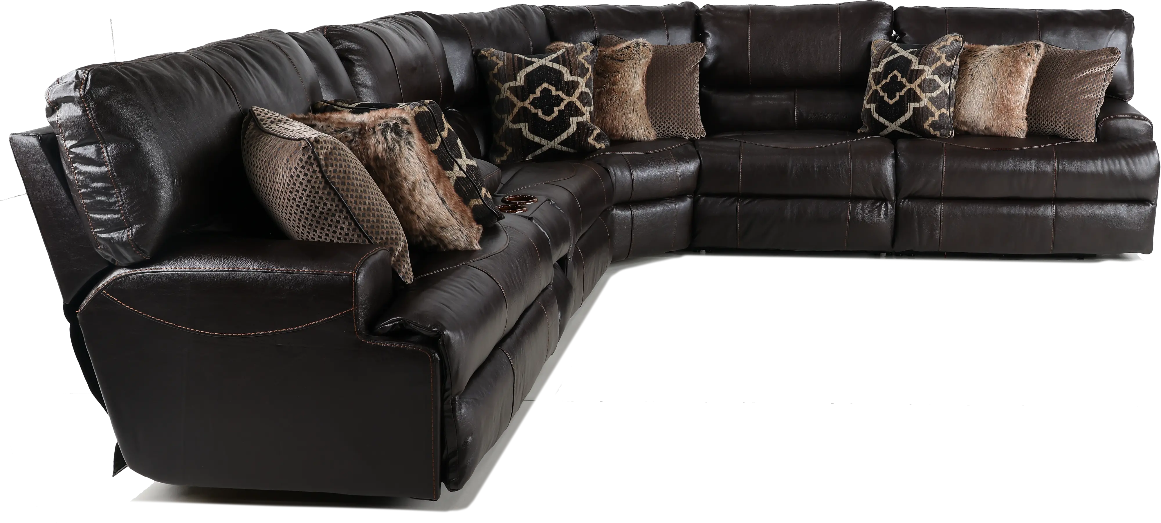 Chocolate Brown 6 Piece Reclining Sectional