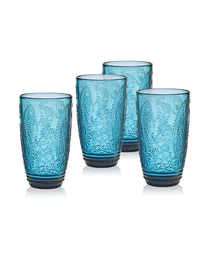 Fitz and Floyd Maddi 15-oz Highball Glasses 4-Piece Set