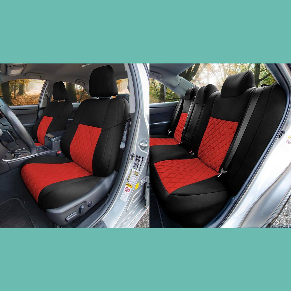 FH Group Neoprene Waterproof Custom Fit Seat Covers for 2012 - 2017 Toyota Camry LE to SE to XSE to XLE DMCM5005RED-FULL