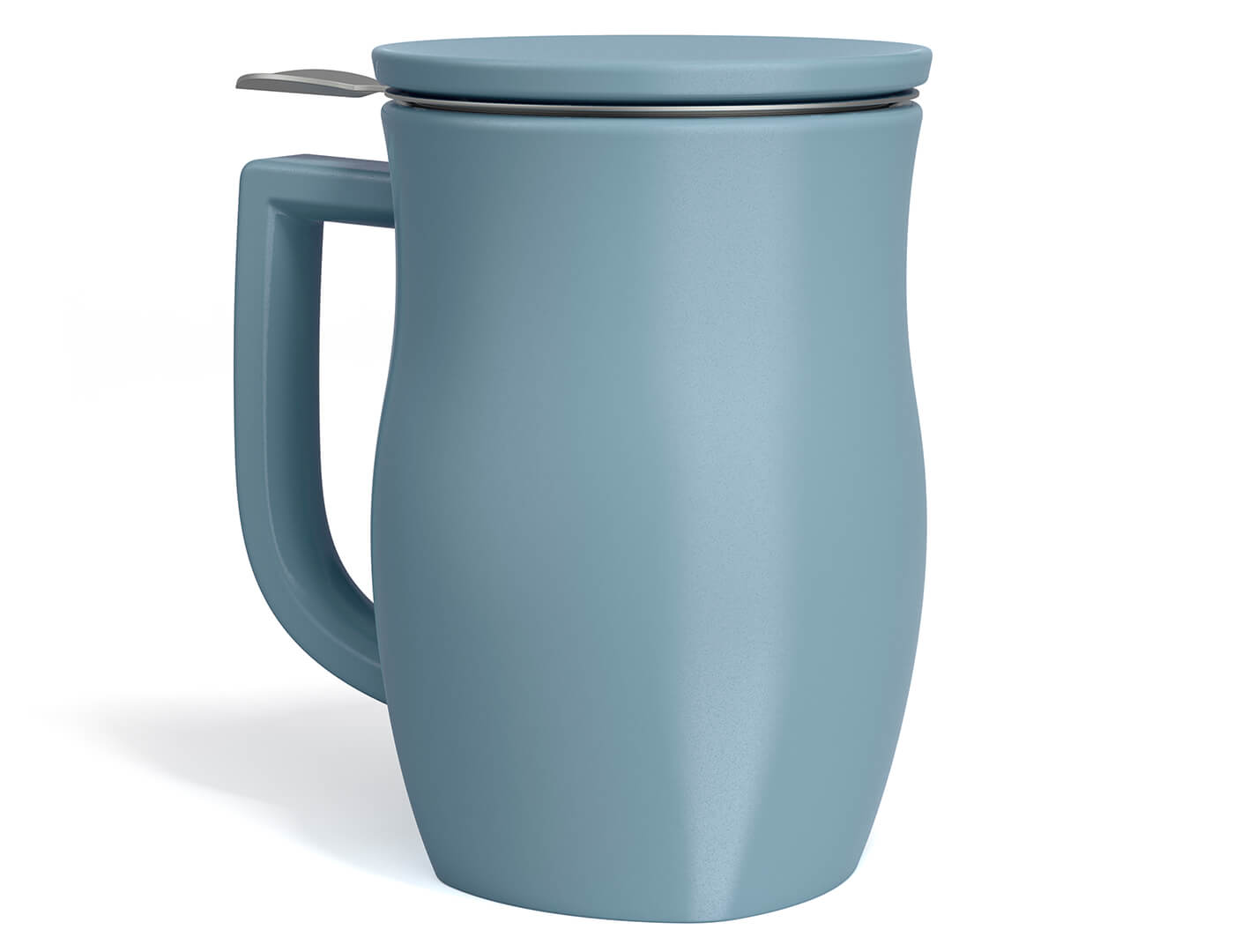 Blue Tea Infuser Cup with Tea Stone – Ceramic Tea Mug with Innovative Steeping Stone