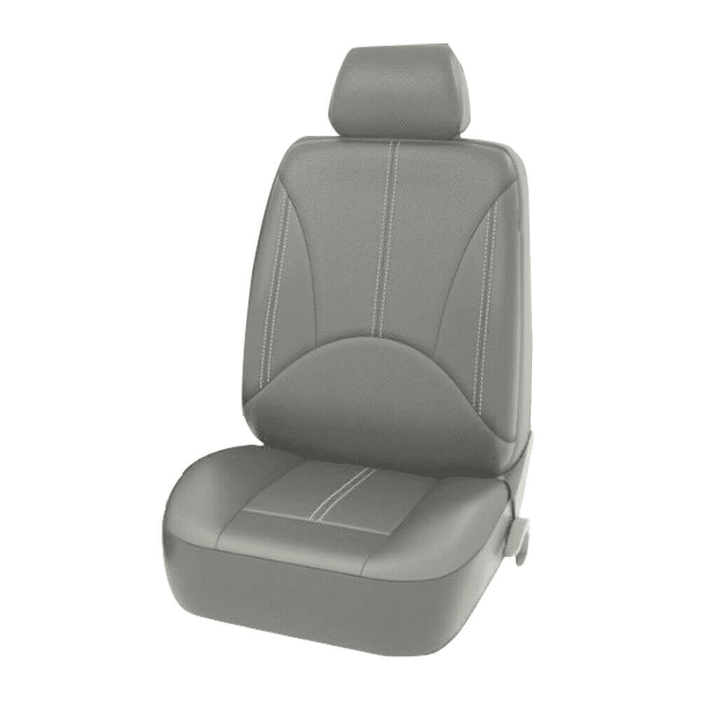 9PCS PU Leather Universal Car Seat Covers Full Set，Luxury Leather Soft Waterproof Gray for Cars SUV Sedan