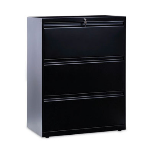 Alera Three-Drawer Lateral File Cabinet， 30w x 18d x 39.5h， Black (LF3041BL)