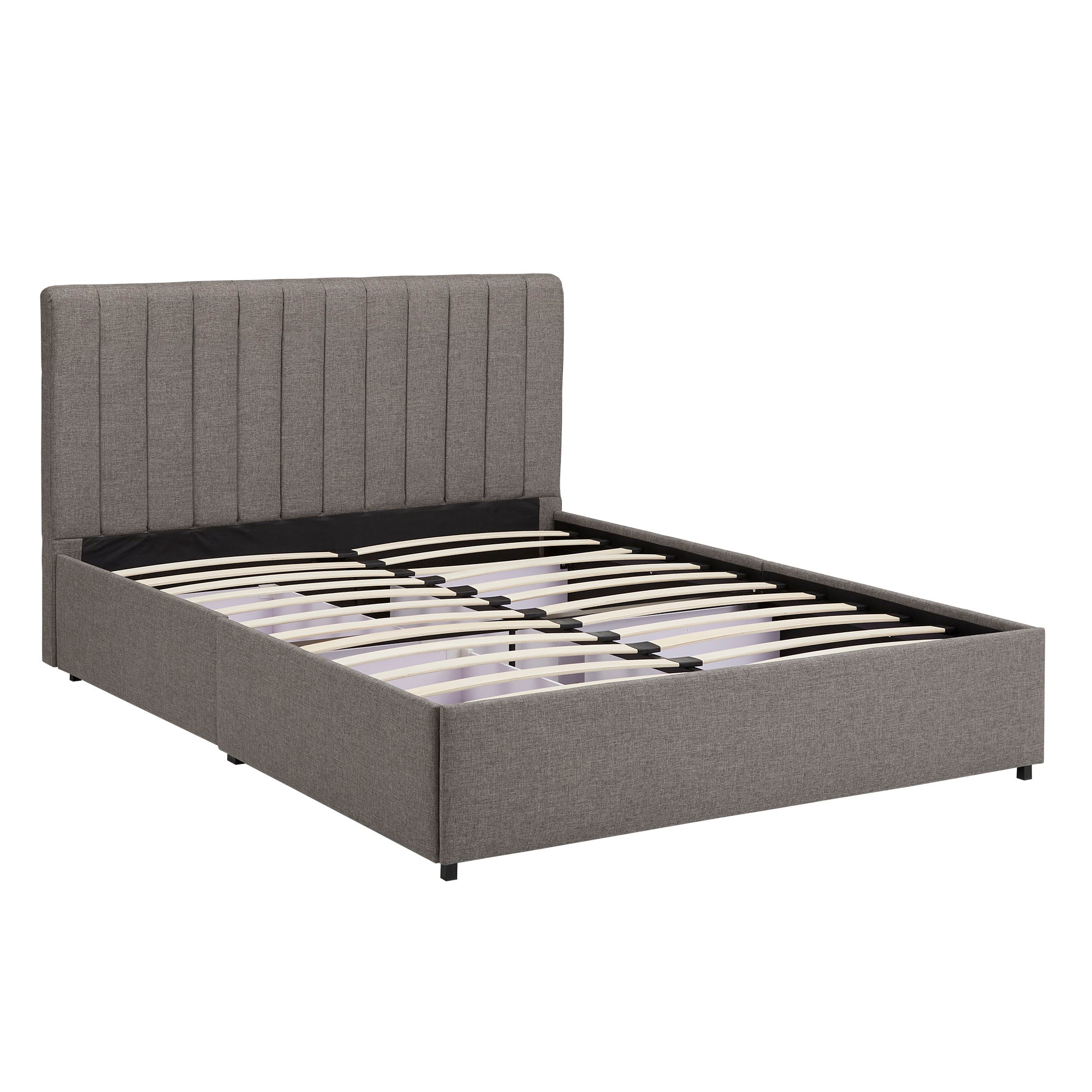 Weston Home Gaylen Channel Upholstered Linen Storage Platform Bed, Queen, Grey