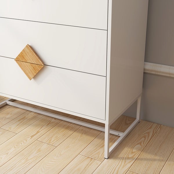 White Modern Sideboard，Kitchen Storage Cabinet with Metal Legs