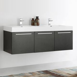 Fresca Vista 59 in. Modern Double Bathroom Wall Hung Vanity Cabinet Only in Black FCB8093BW-D