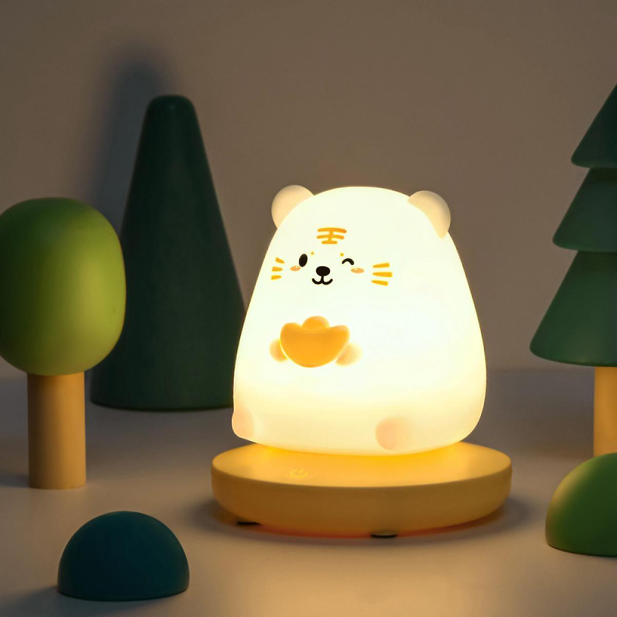 Cute Panda Night Light Soft Silicone Night Light With Touch Sensor，usb Rechargeable Bedside Lamp For Room Desk Decor Birthday (tiger)