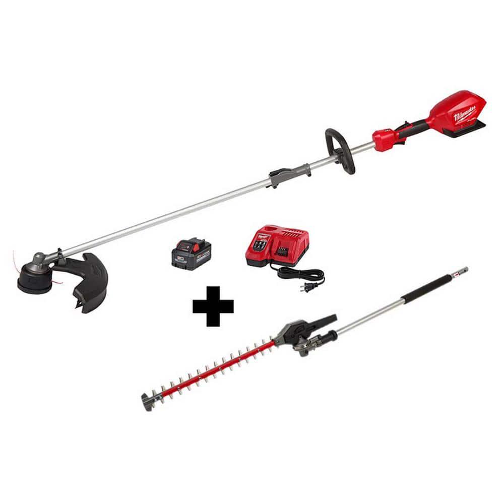 Milwaukee M18 FUEL 18 V Lithium Ion Brushless Cordless String Trimmer 80Ah Kit with M18 FUEL Hedge Trimmer Attachment