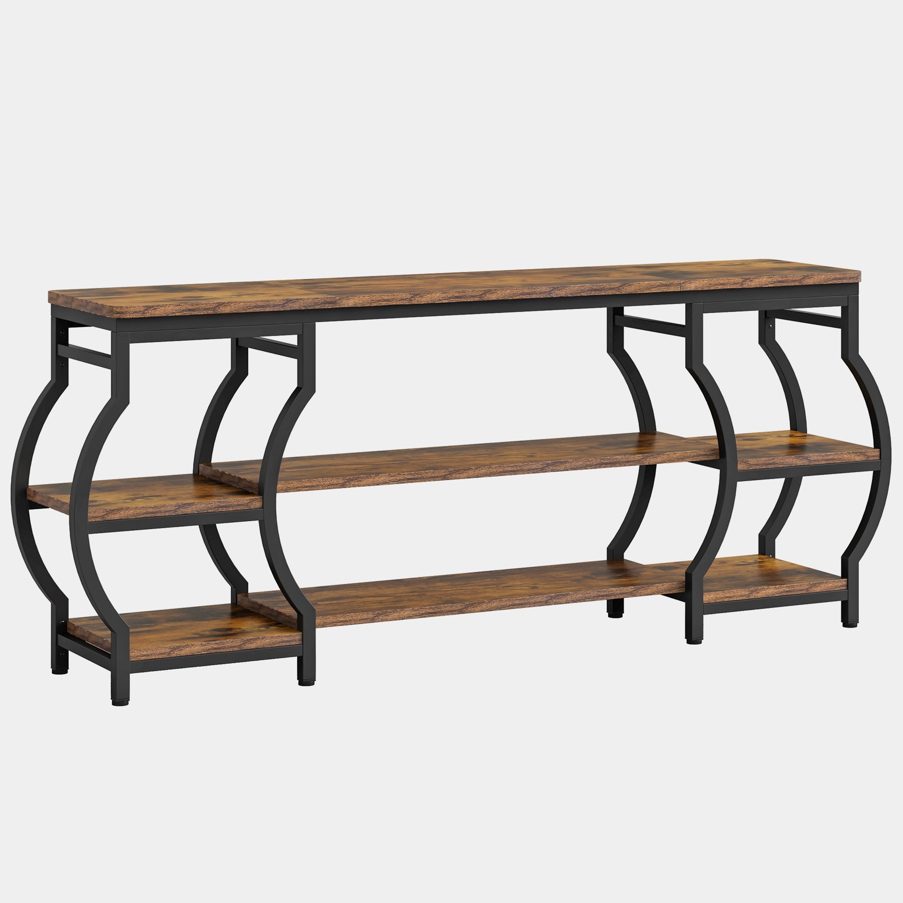 63” Console Table, 3-Tier Sofa Entryway Table with Storage Shelves