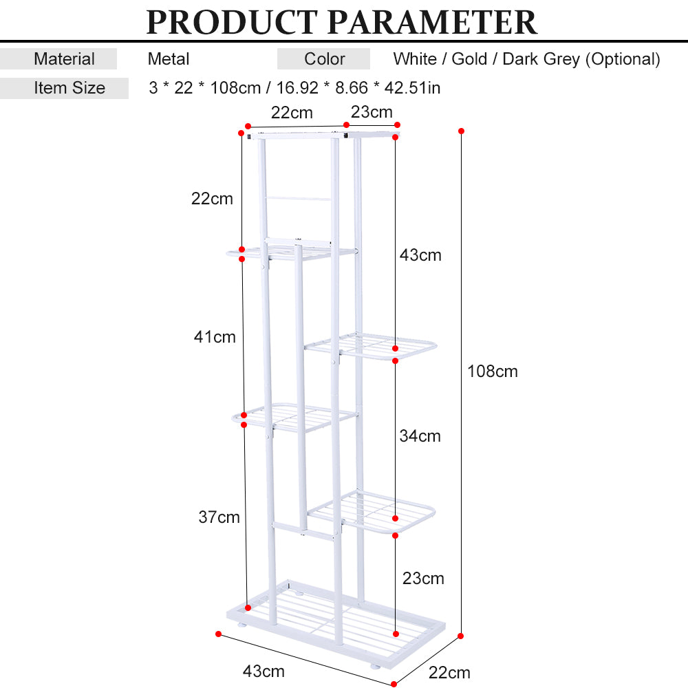 MIXFEER 6-Tier Display Shelf Flower Pots Rack Plant Stand Potting Ladder Planter Stand Heavy Duty Storage Shelving Rack for Potted Plants