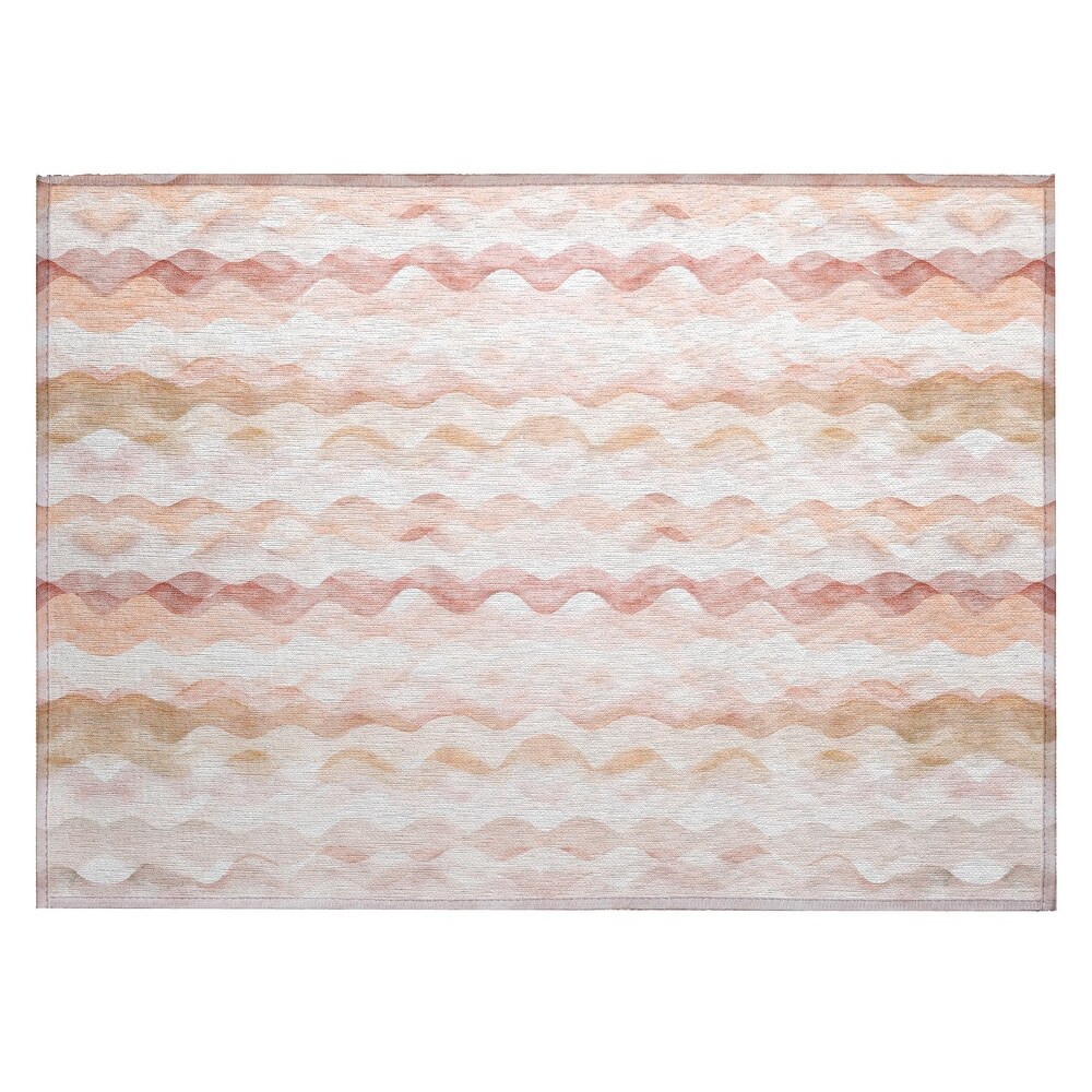 Indoor/ Outdoor Surfside Ombre Wave Washable Rug New