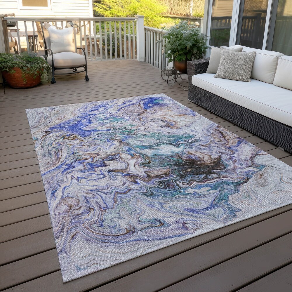 Machine Washable Indoor/ Outdoor Chantille Abstract Contempoary Rug