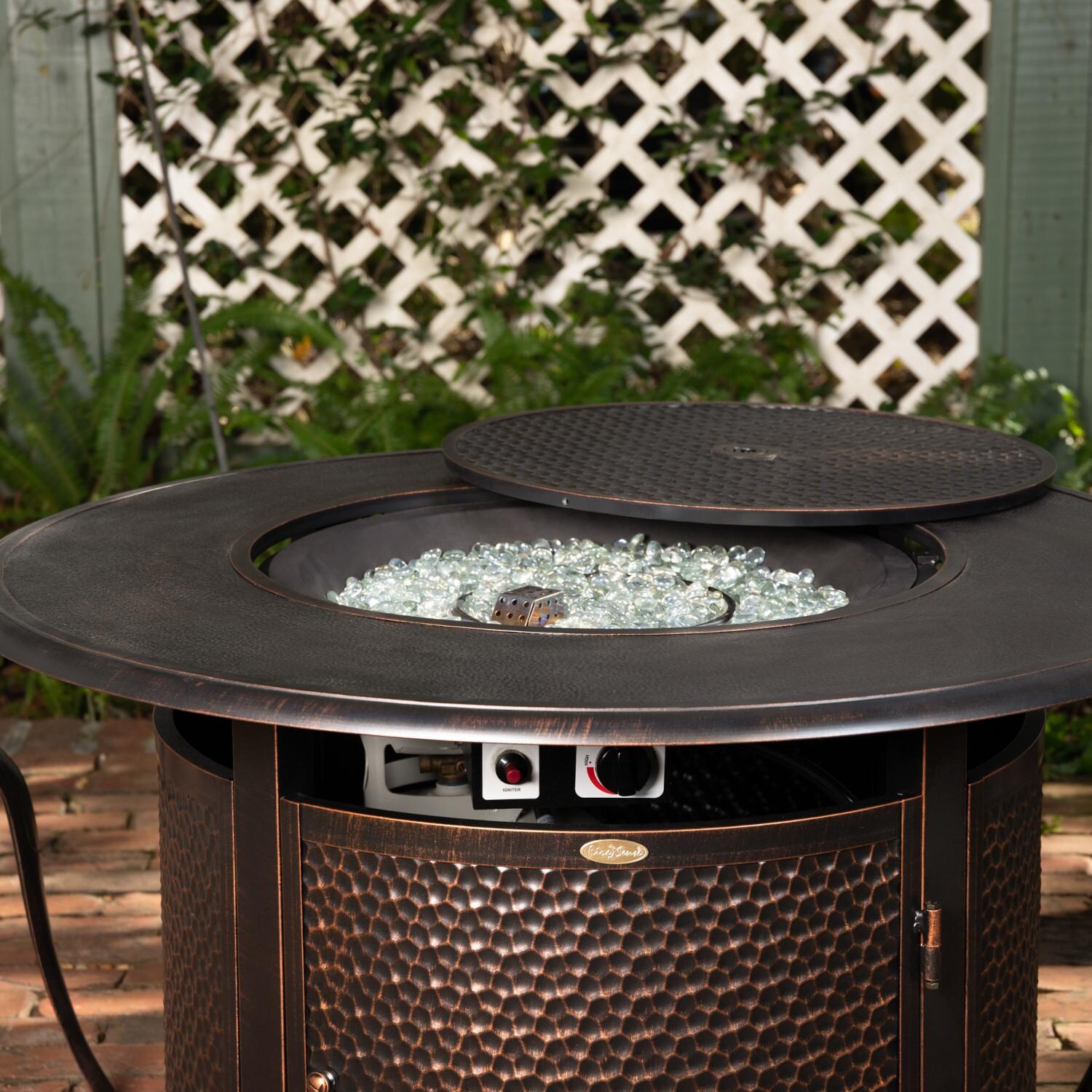 Ultimate Patio Leafview 42-Inch Round Aluminum Propane Fire Pit Table