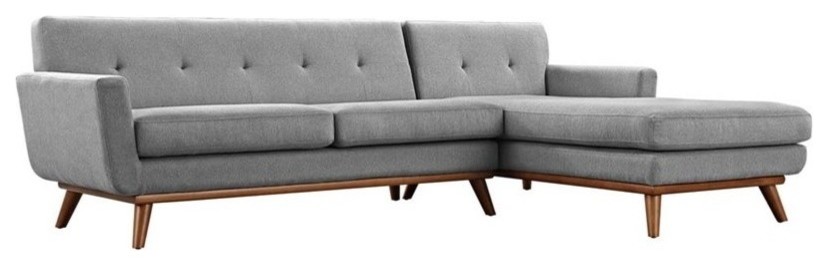 Hawthorne Collections Right Facing Sectional Sofa in Expectation Gray   Midcentury   Sectional Sofas   by Homesquare  Houzz