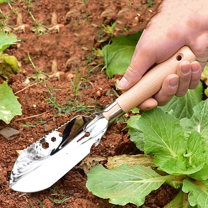 High Quality Multi function 304 Stainless Steel Garden Trowel Shovel with Sawtooth Hew Wrench