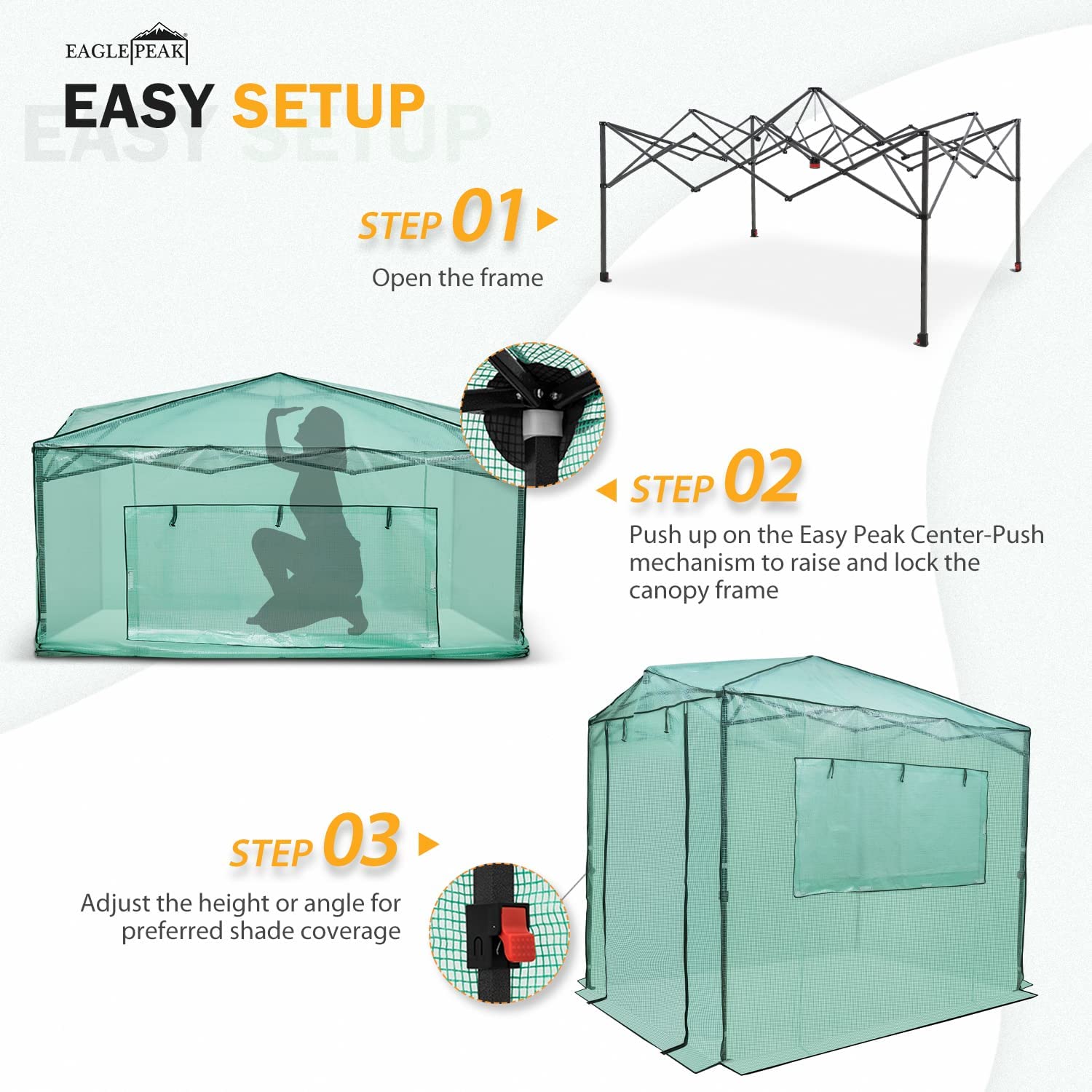 EAGLE PEAK 8'x6' Portable Walk-in Greenhouse Instant Pop-up Indoor Outdoor Plant Gardening Green House Canopy