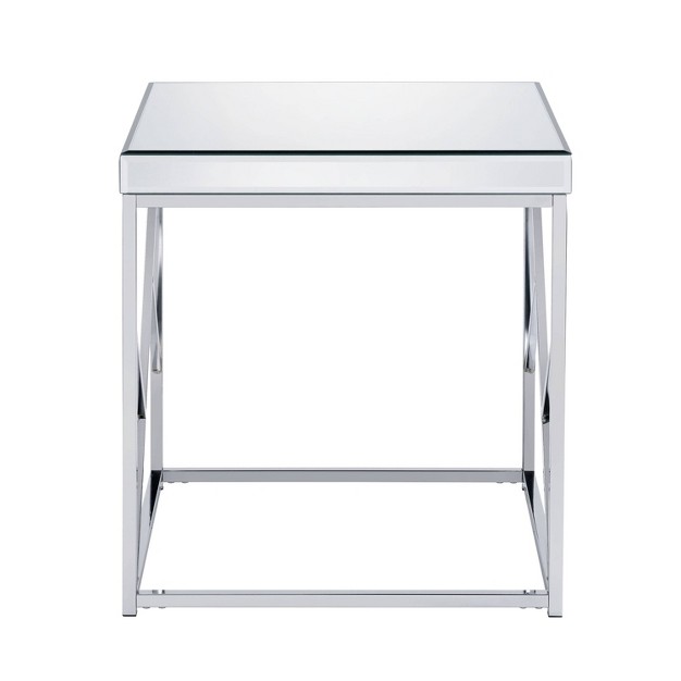 Evelyn Mirror Top End Table Chrome Steve Silver Co