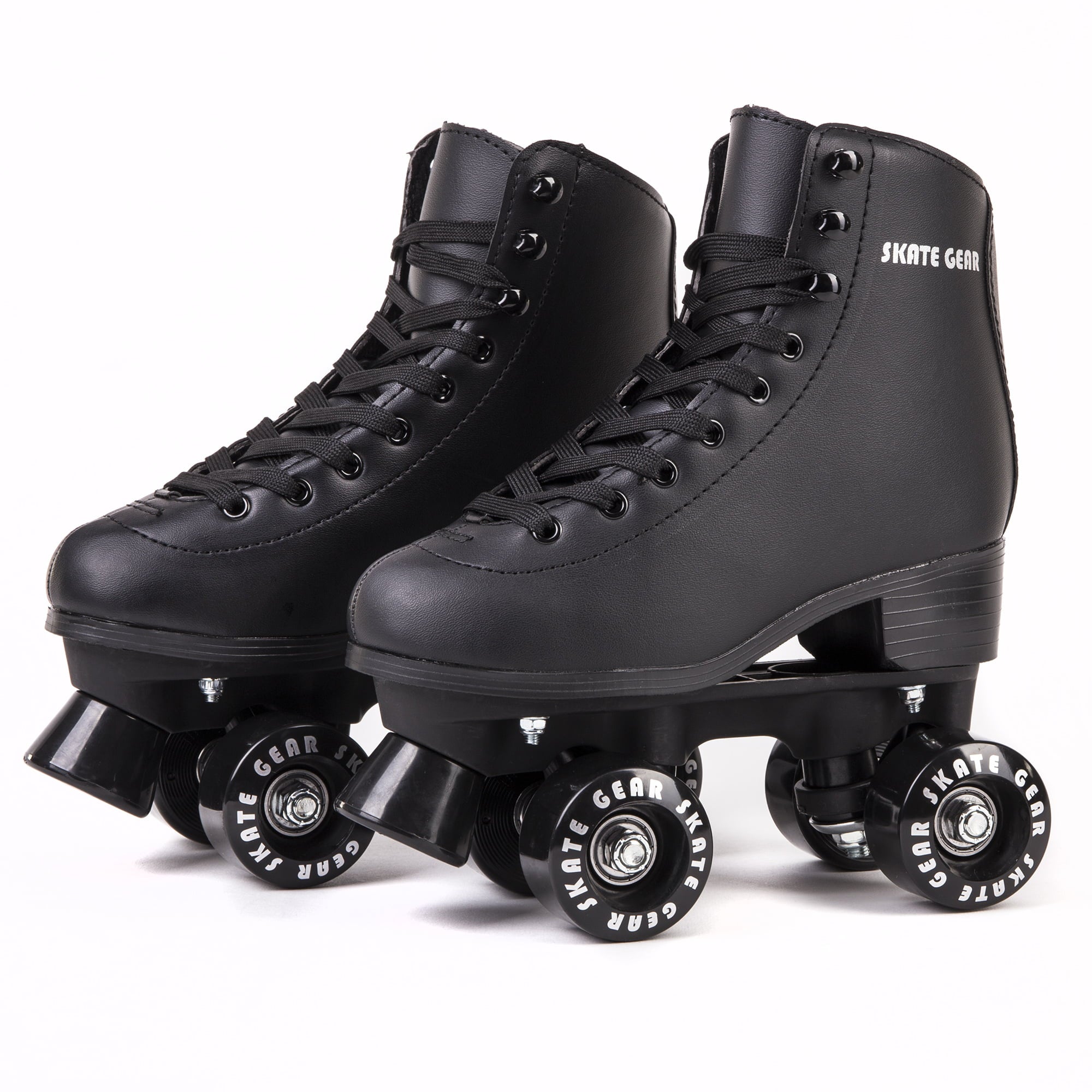 Skate Gear Extra Support Quad Roller Skates， Holiday Gift for Adults (Black， Women's 6 / Youth 5 / Men's 5)