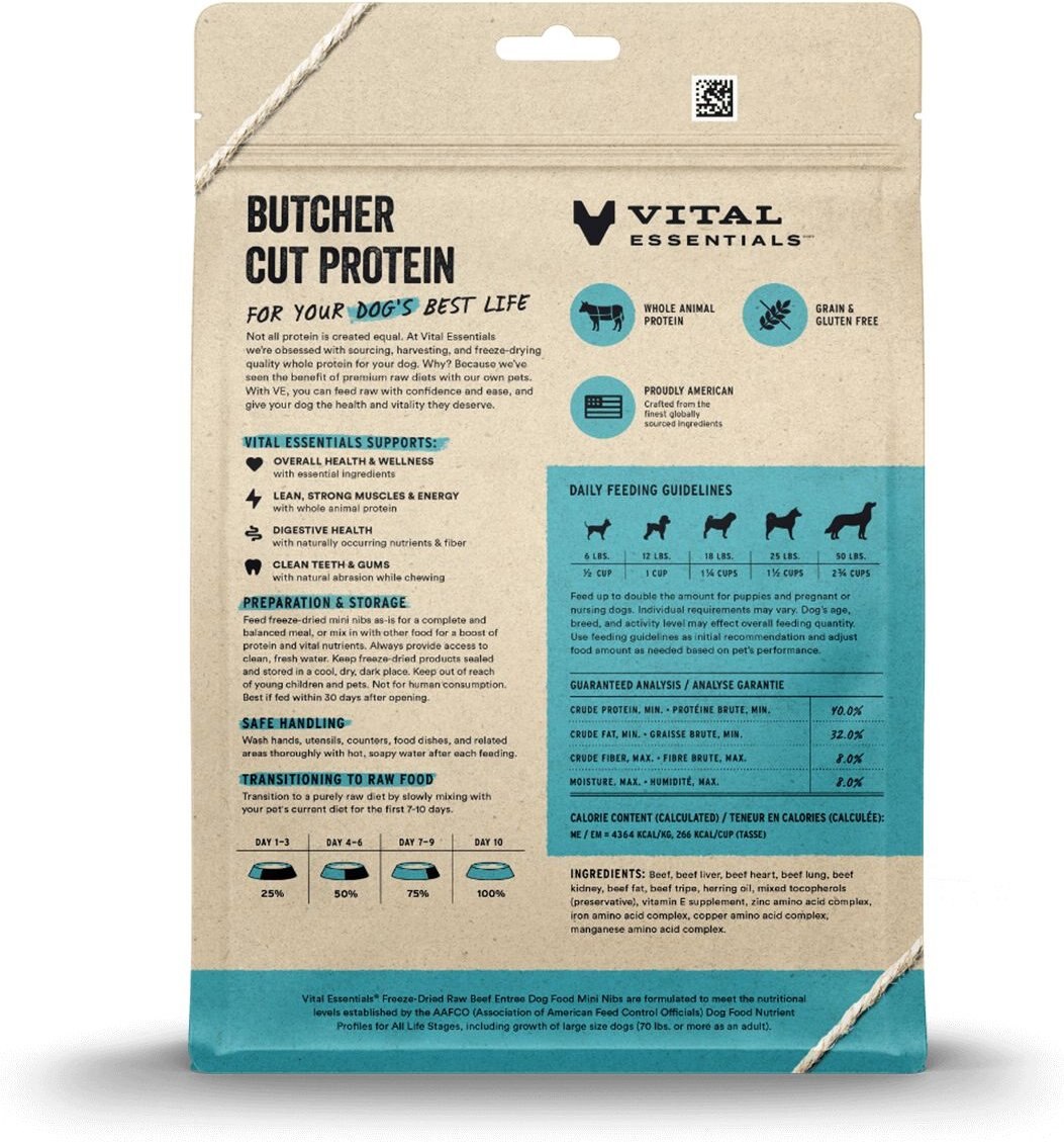 Vital Essentials Beef Mini Nibs Grain-Free Freeze-Dried Dog Food