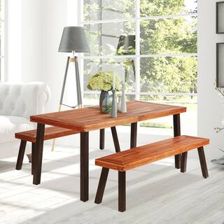 Costway 3-Piece Rectangle Wood Picnic Table Set HW66353+HW66354