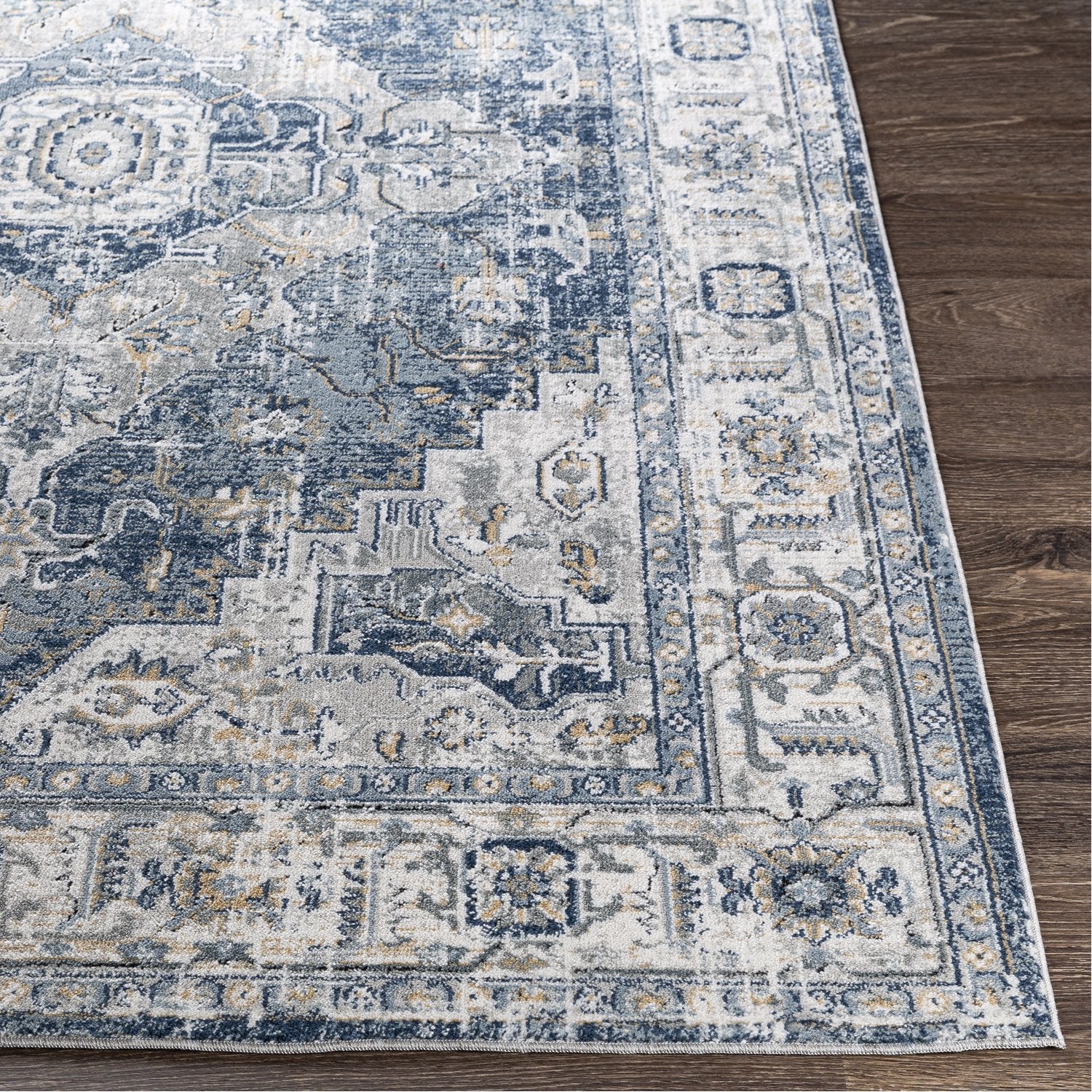 Jolie Rug in Medium Gray, Tan, Light Gray, Ivory, Charcoal, Dark Blue, Black