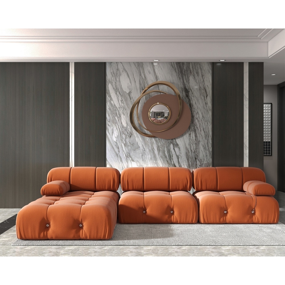 Modern Velvet Upholstered Large Modular Sectional Sofa