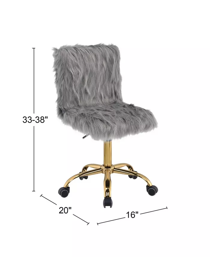 Simple Relax Faux Fur Office Chair with Armless in Gray and Gold