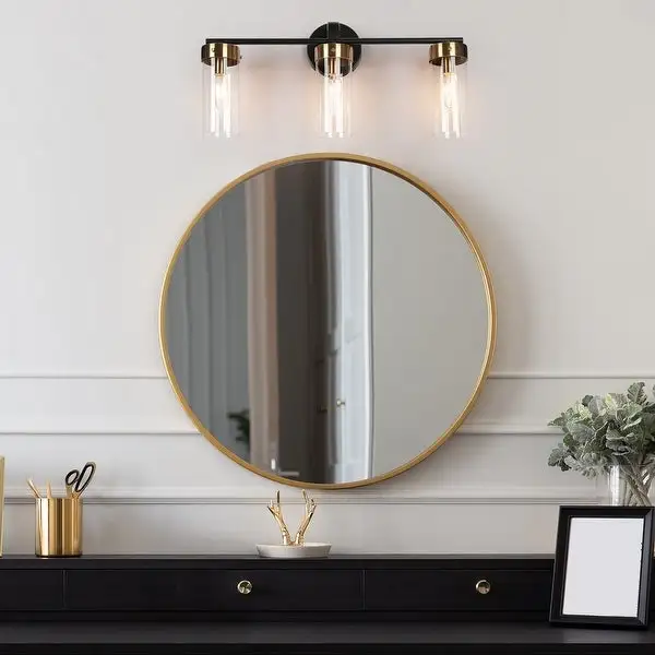 3-Light Modern Farmhouse Linear Bathroom Vanity Light Cylinder Glass Wall Sconce - 21.5