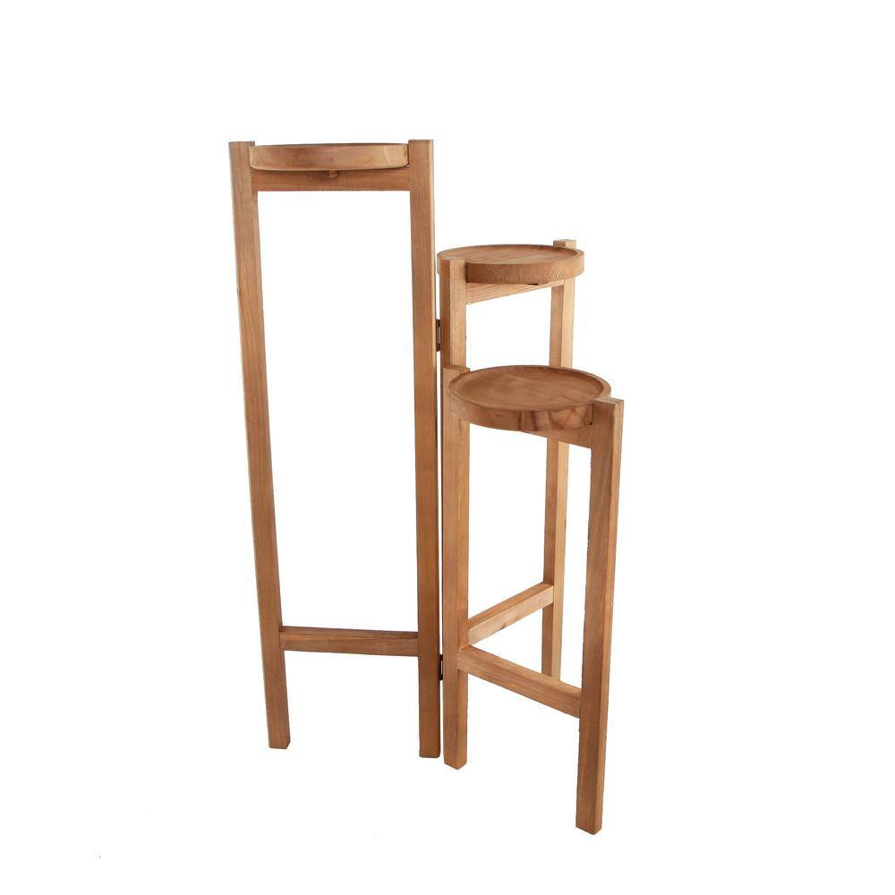 Flora Bunda 30 in. H Brown Wood 3-tired Plant Stand FR312E-DRK