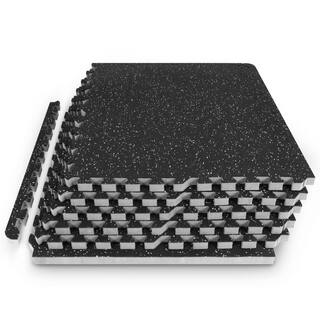 PROSOURCEFIT Rubber Top Thick Exercise Puzzle Mat Grey 24 in. x 24 in. x 0.75 in. EVA Foam Interlocking Tiles (6-Pack (24 sq. ft.) ps-2293-rtt-bg